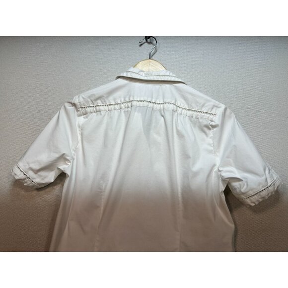 Lands' End Women's Shirt Blouse Summer Size 10 White Lightweight Beach - Picture 10 of 11